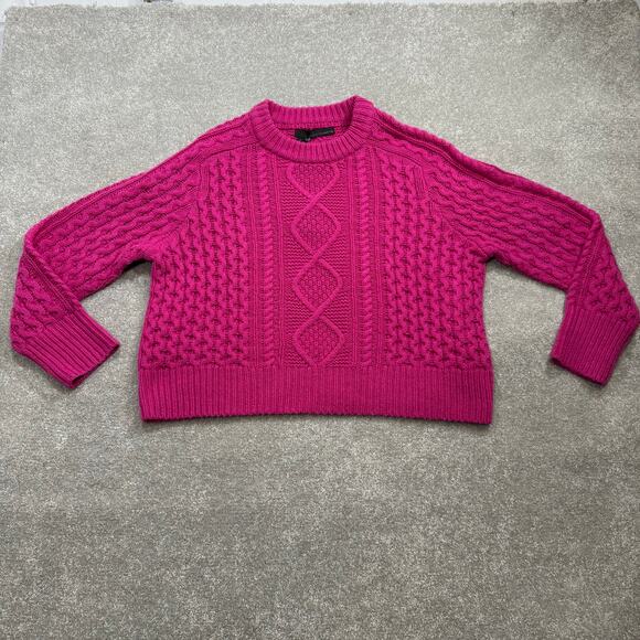 360 Cashmere NWT Anna Sweater Cable Knit Chunky Wool Blend Magenta Pink Sz Sml - Picture 2 of 14